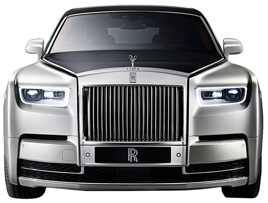 Silver Rolls Royce Front View PNG