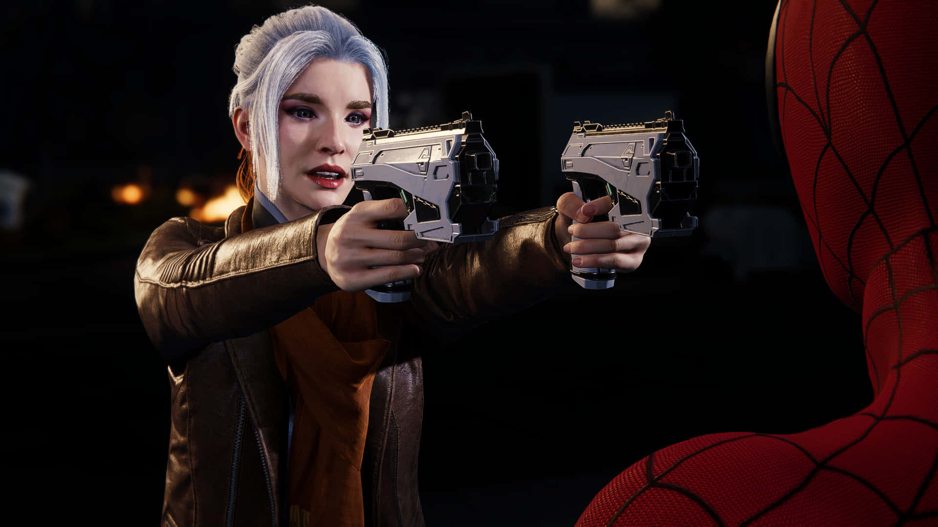 Silver Sable: The Fearless Superheroine in Action Wallpaper