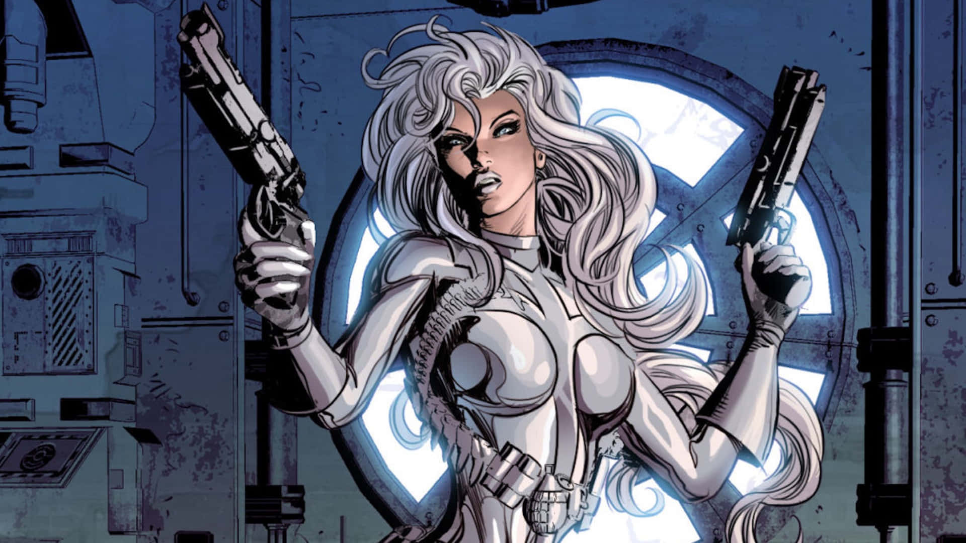 Silver Sable, the Marvel Comics Mercenary Leader, in Action Wallpaper