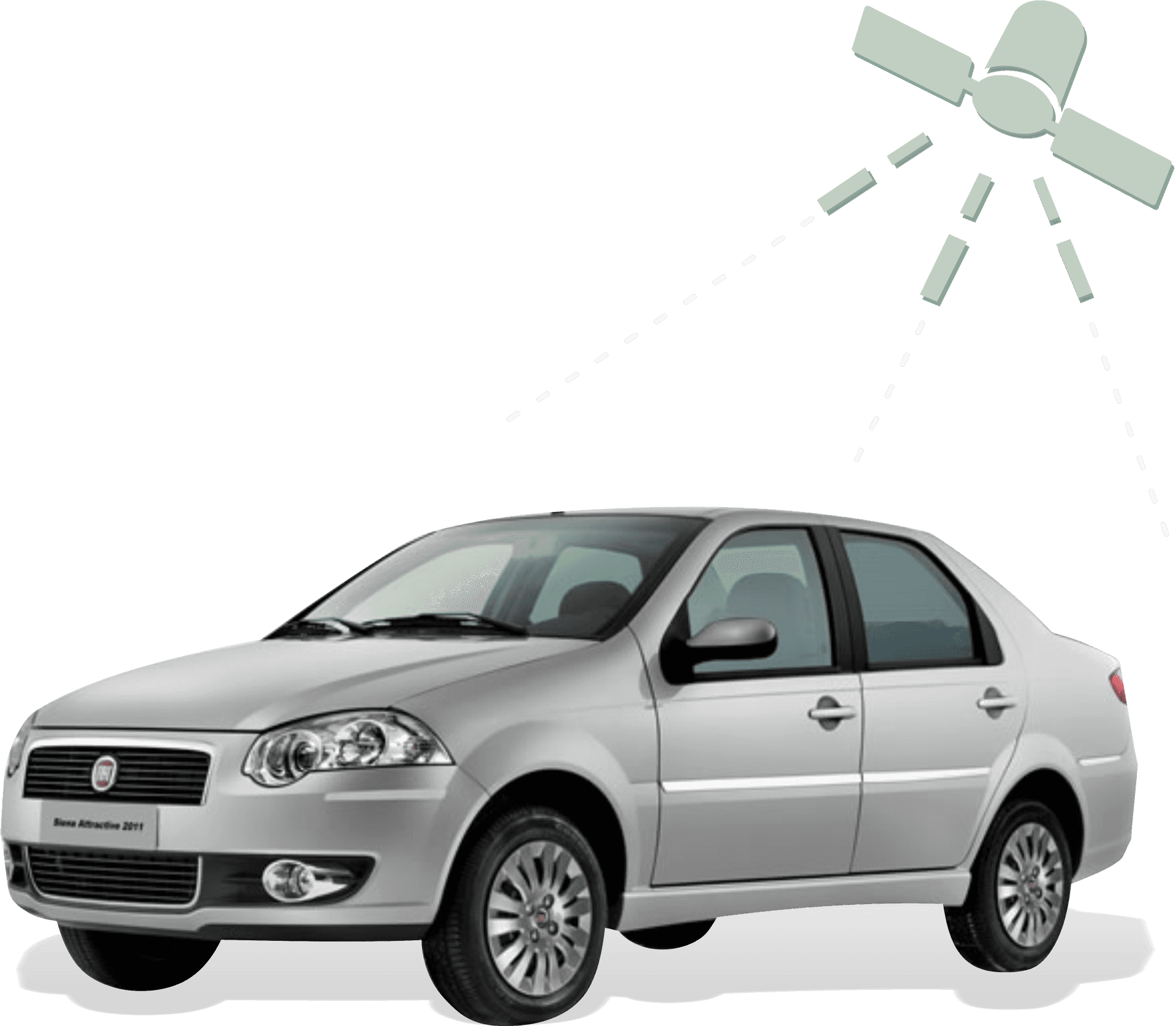 Silver Sedan G P S Satellite Connection PNG
