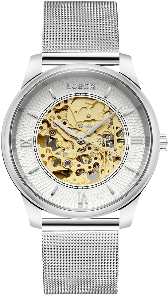 Silver Skeleton Dial Watch PNG