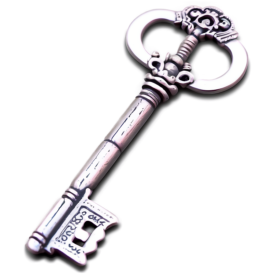 Silver Skeleton Key Drawing Png 06212024 PNG