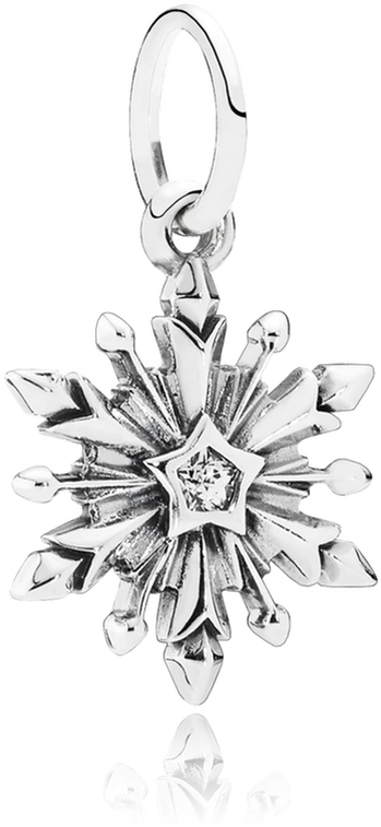 Silver Snowflake Pendant Design PNG