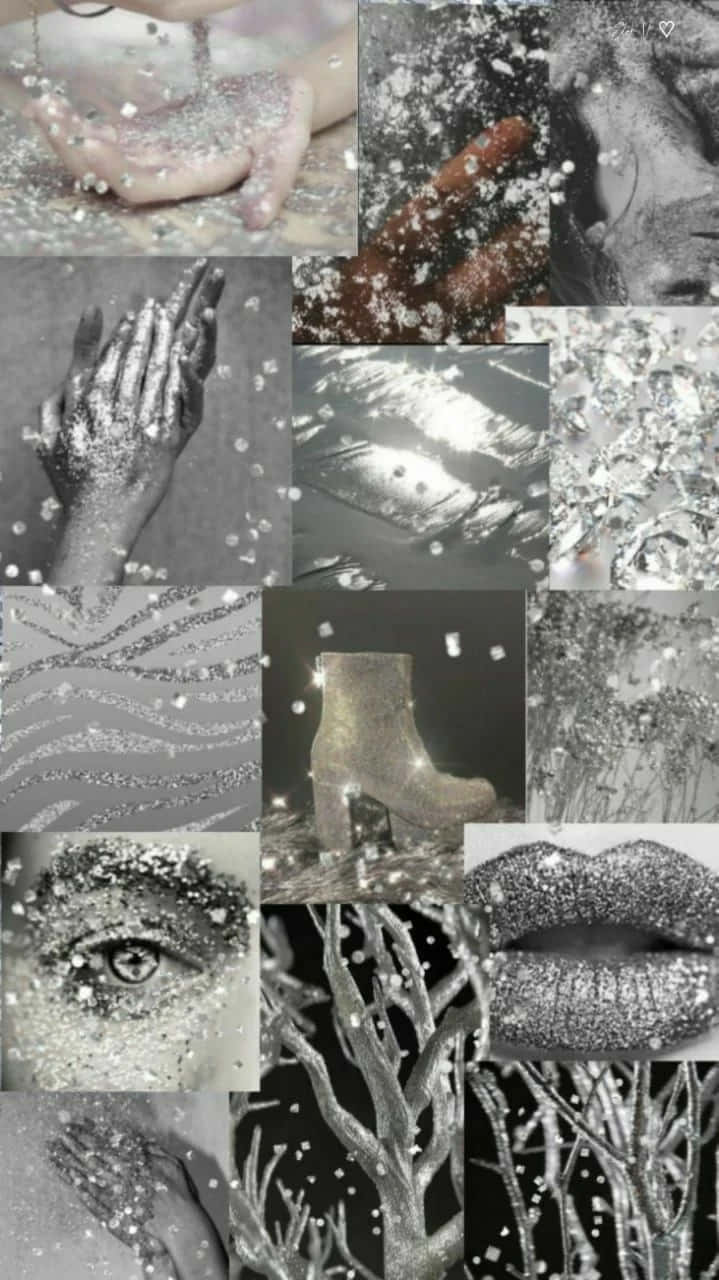 Silver Sparkle Collage Wallpaper