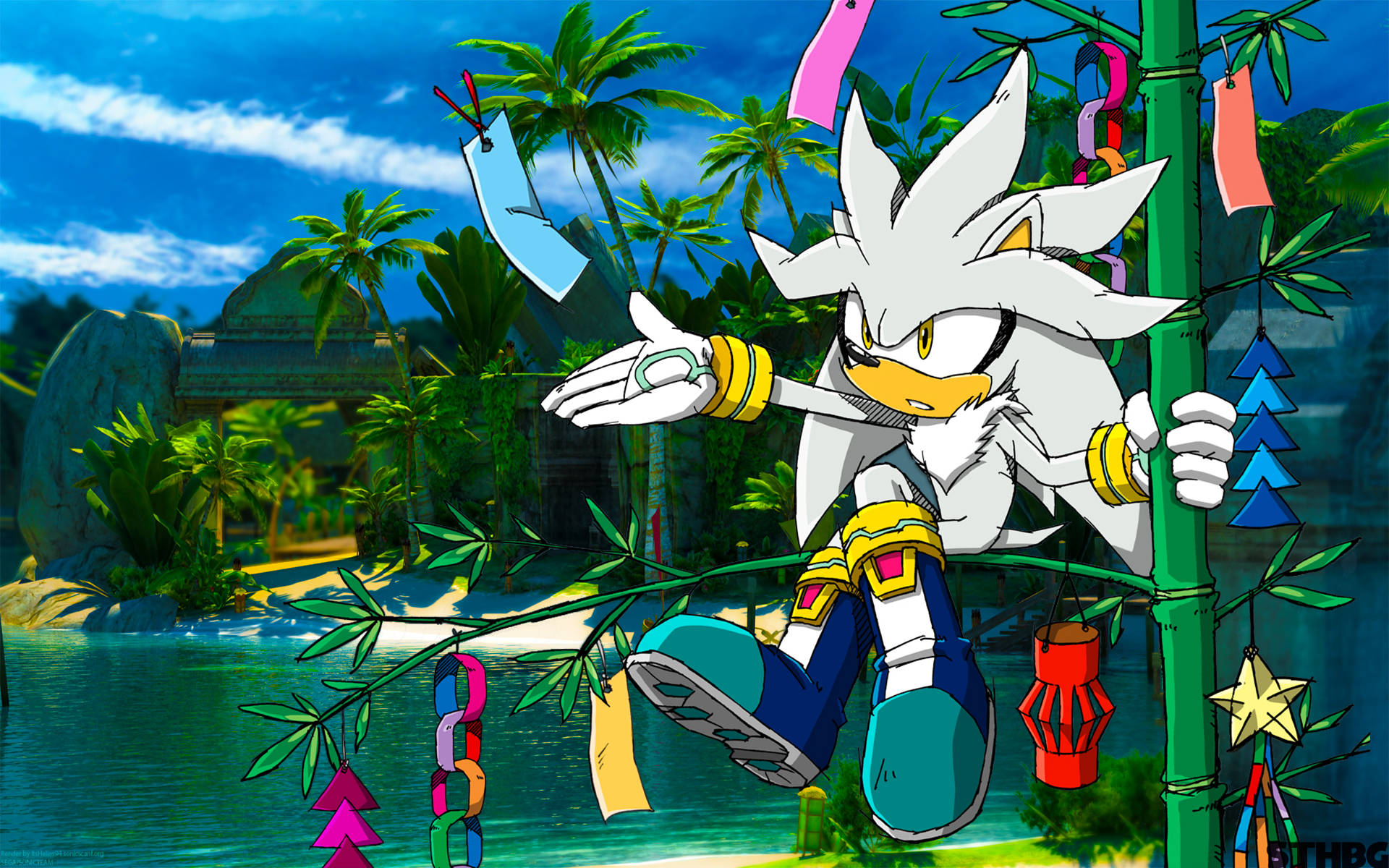 Silver The Hedgehog Tropical Place Wallpaper