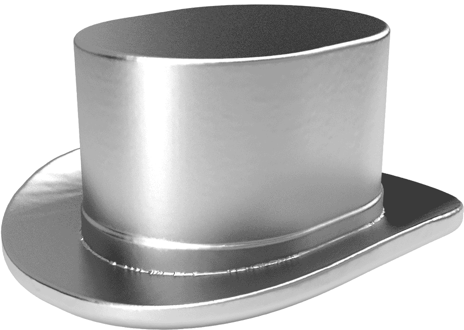 Silver Top Hat3 D Render PNG