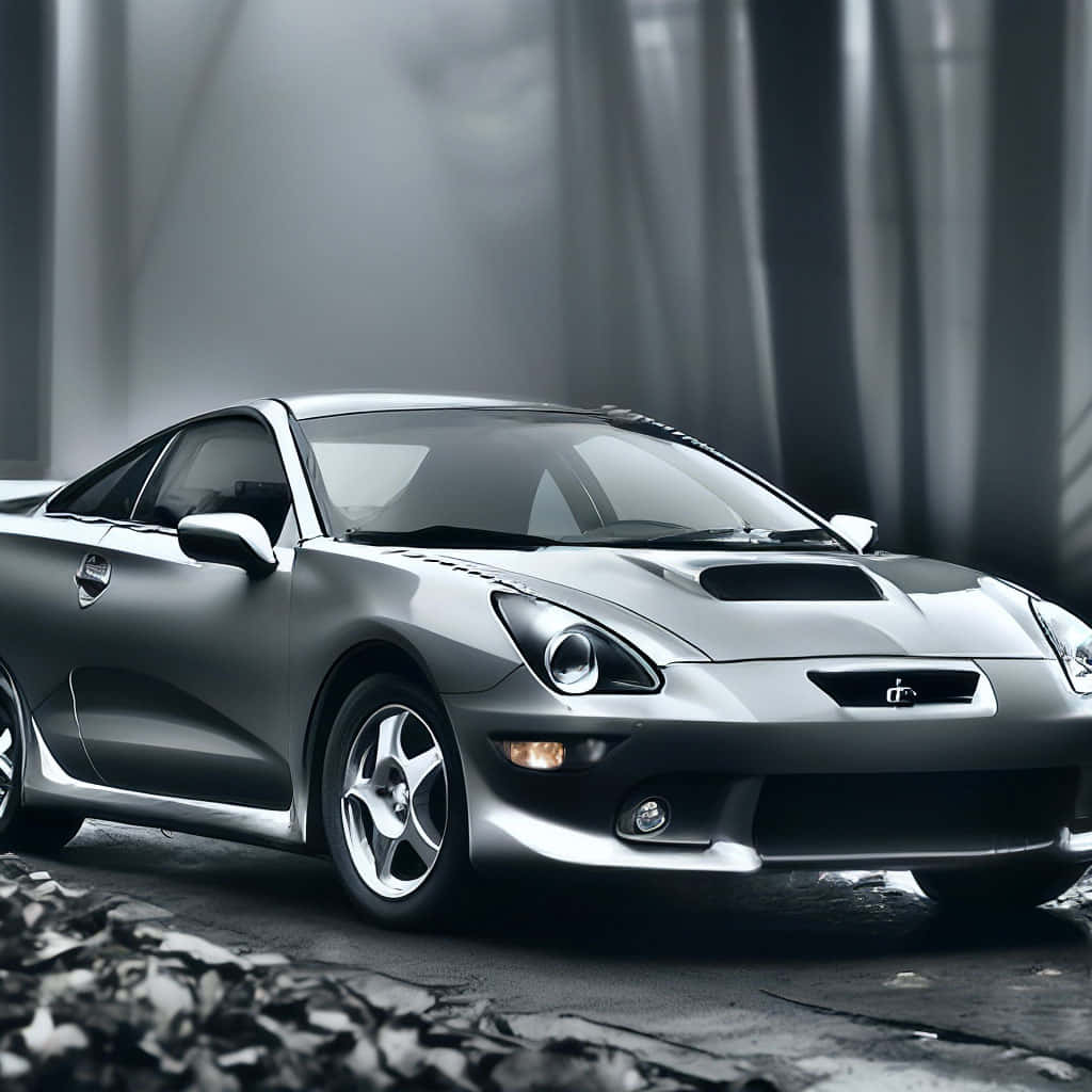 Zilveren Toyota Celica Sportieve Coupe Achtergrond