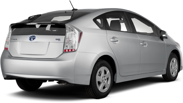 Silver Toyota Prius Hybrid Rear View PNG