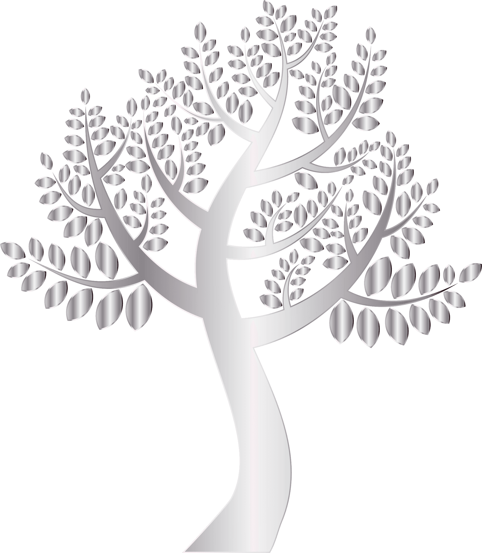 Silver Tree Graphic Simple Background PNG