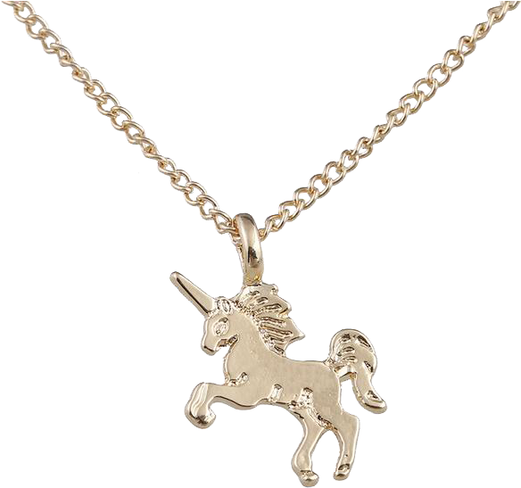 Silver Unicorn Pendant Necklace PNG