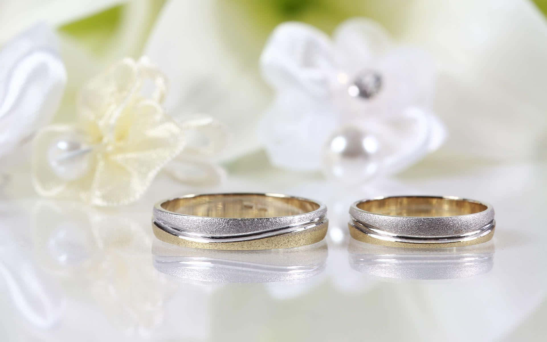 Silver Wedding Ring Artificial Flower Wallpaper