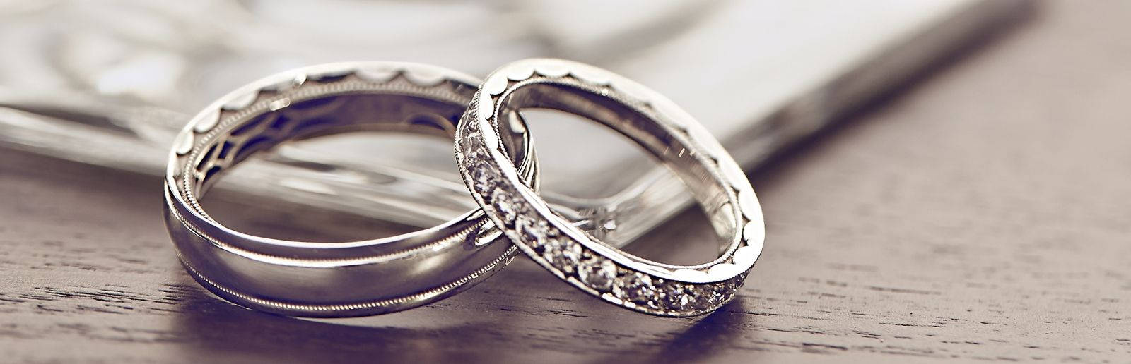 Silver With Diamond Wedding Rings