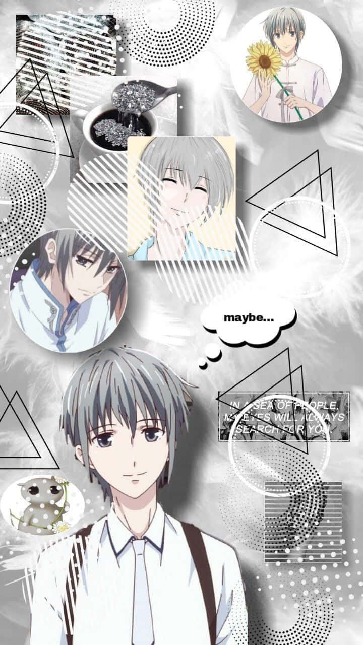 Sølv Yuki Sohma Frugtkurv Anime-tema Tapet: Wallpaper