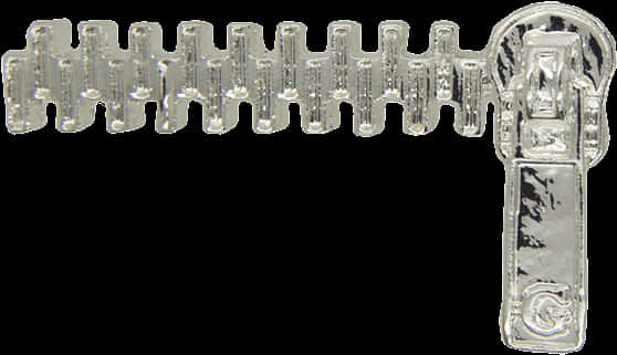 Silver Zipper Sliderand Pull Tab PNG