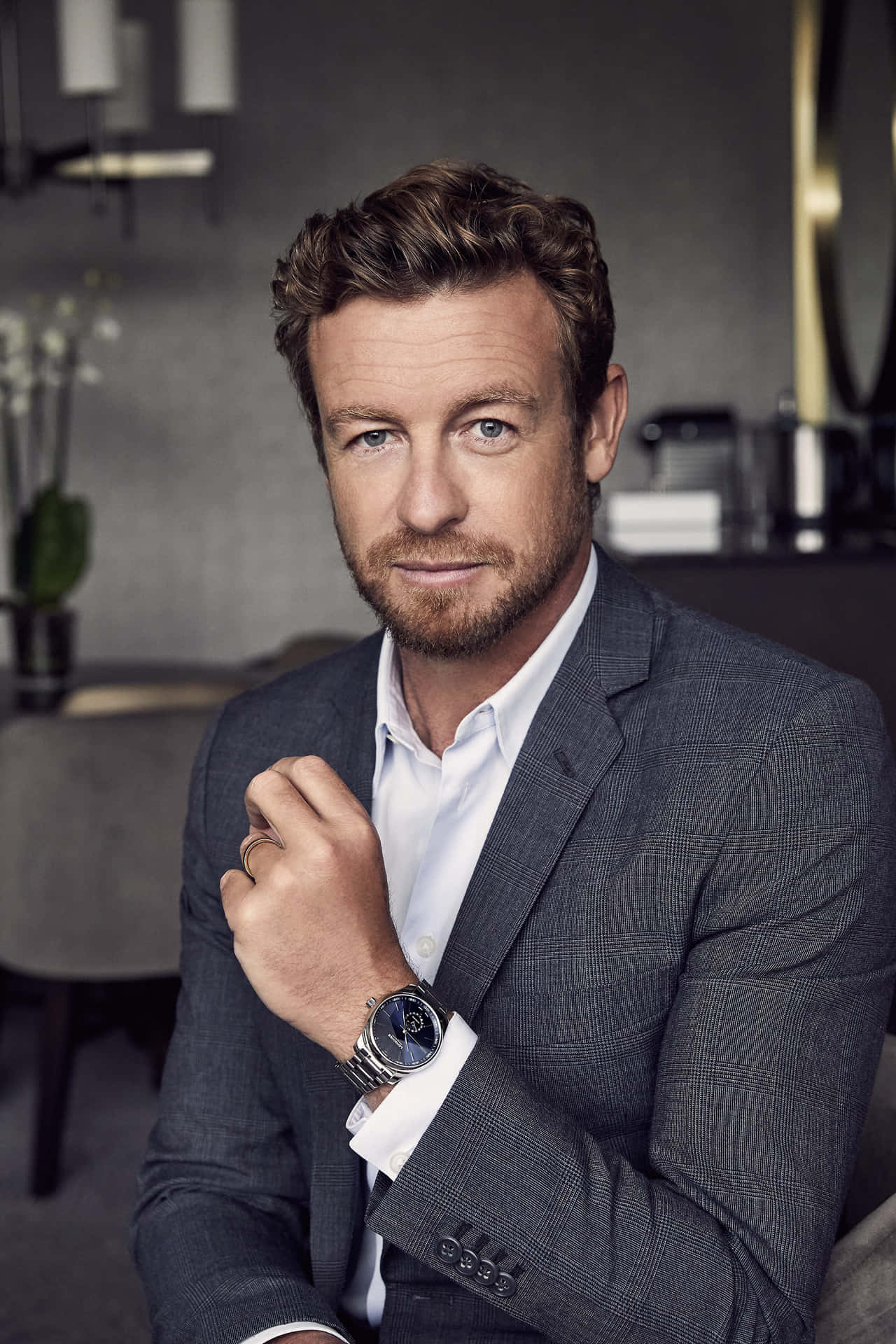 Simon Baker Elegant Portrait Wallpaper