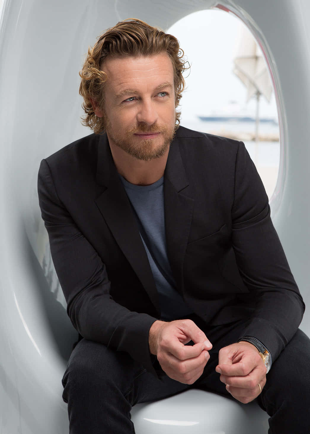 Simon Baker Suave Portrait Wallpaper