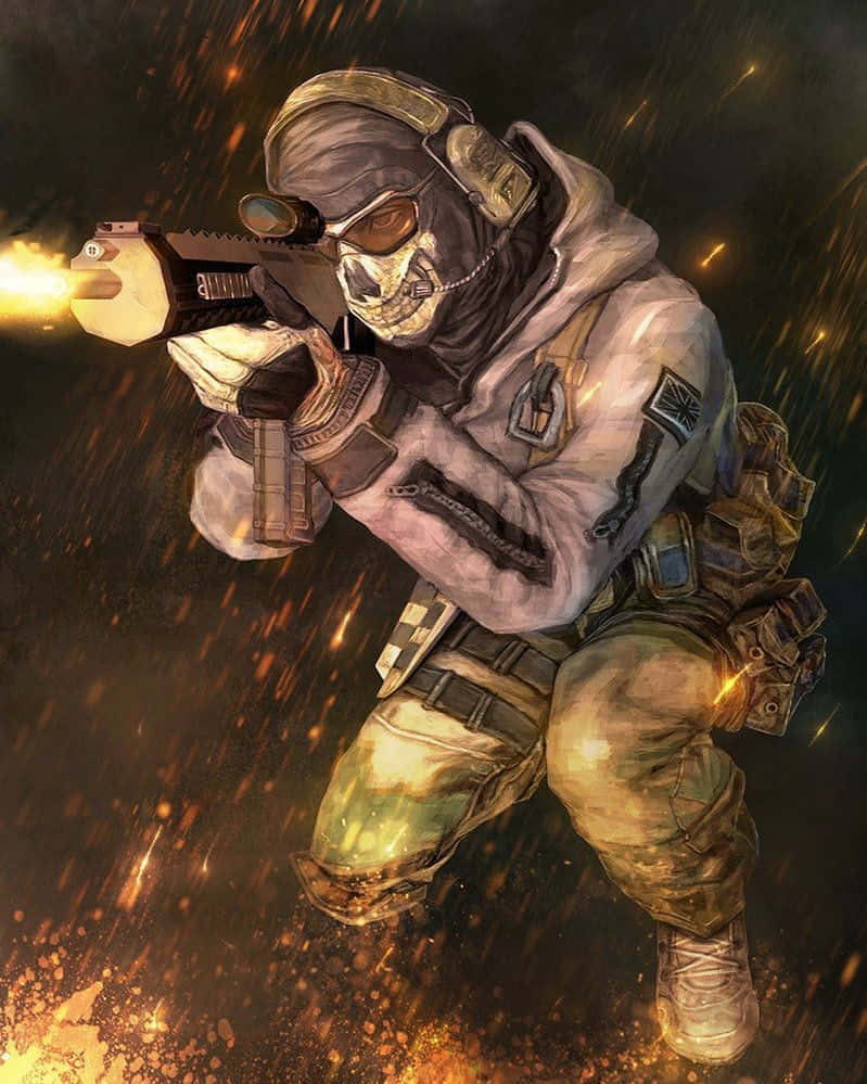 Simon "Ghost" Riley in action Wallpaper
