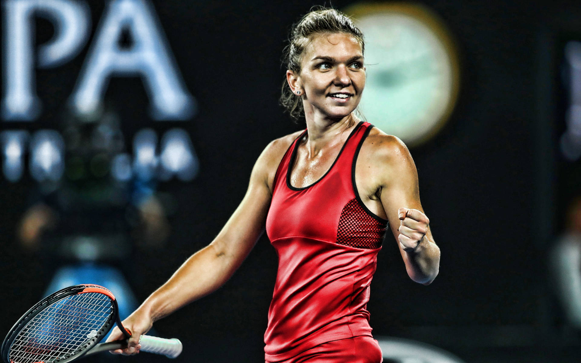 Simonahalep In Roter Sportbekleidung Wallpaper