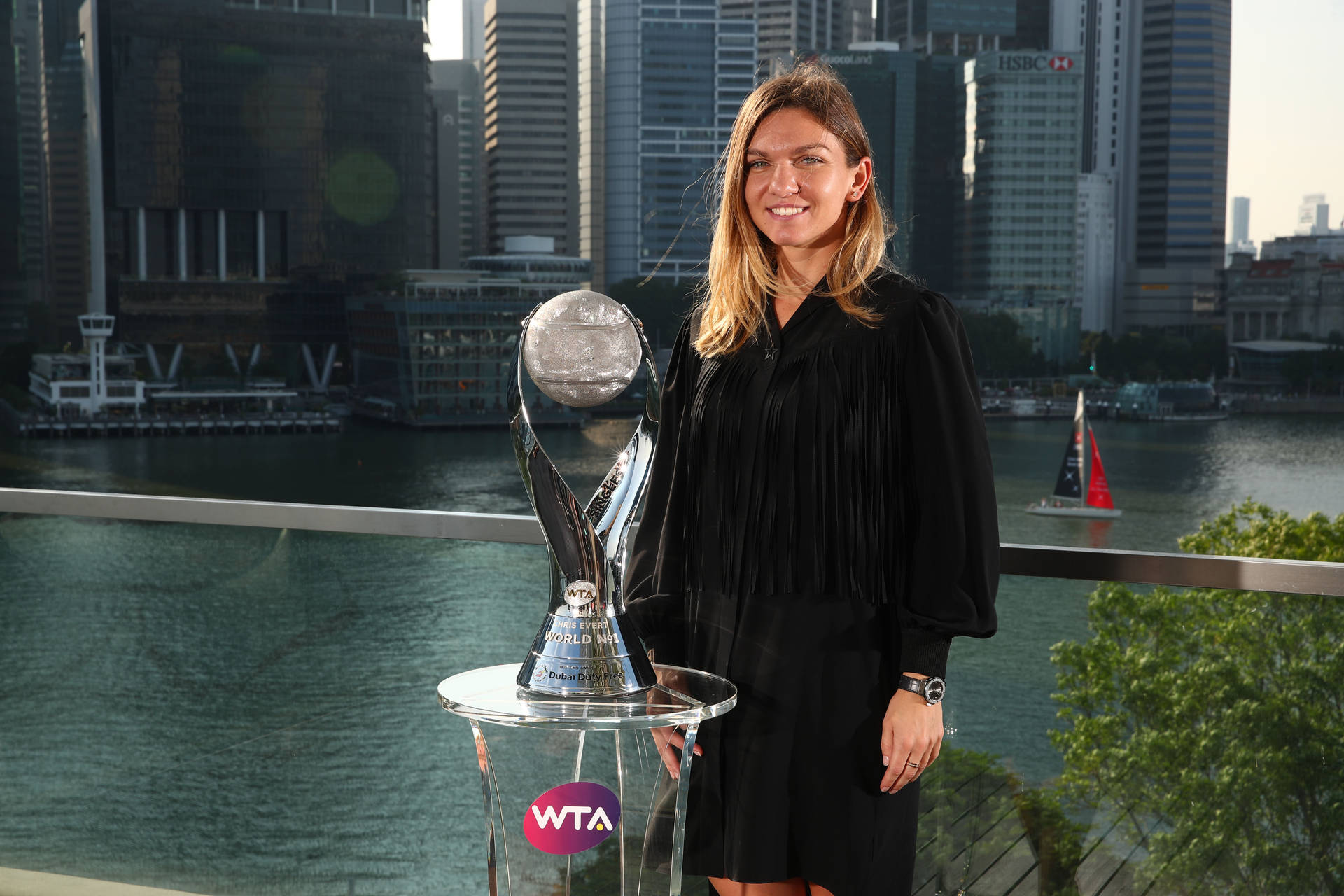 Simona Halep WTA-trofæ Tapet Wallpaper