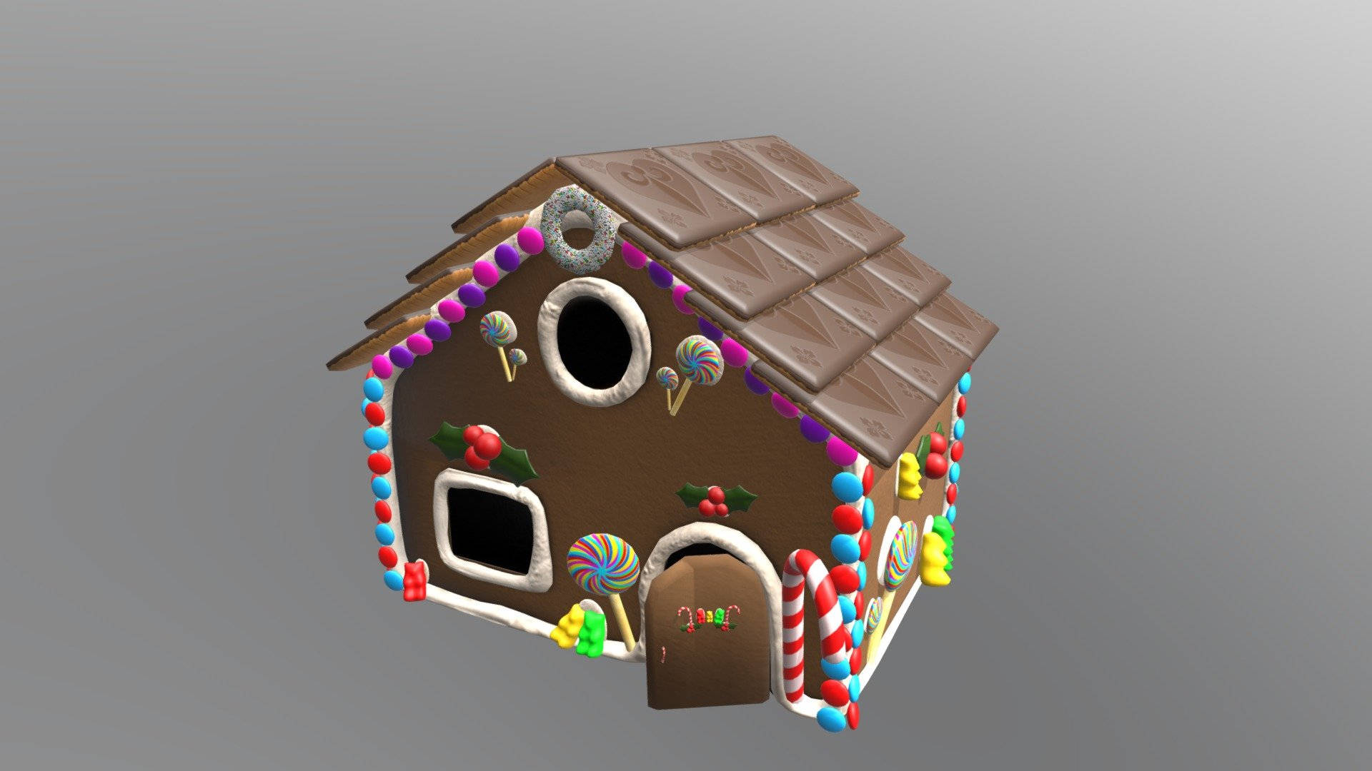Enkel 3D Gingerbread Hus Model fuldskærmstema Wallpaper