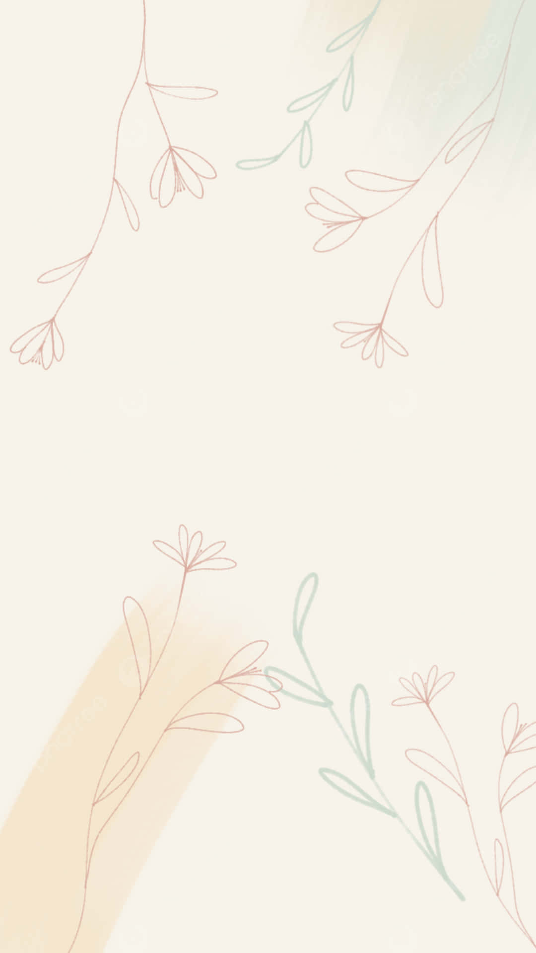 A Watercolor Background With Flowers And Leaves Wallpaper