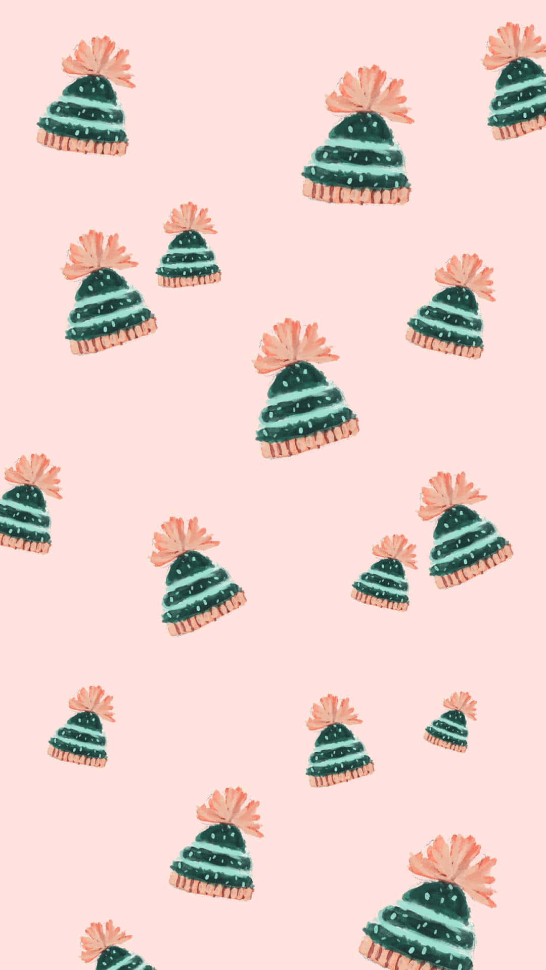Simple Aesthetic Cute Christmas Pom Pom Beanies Wallpaper