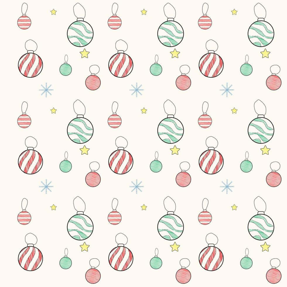 Simple Aesthetic Cute Christmas Red And Teal Baubles Wallpaper