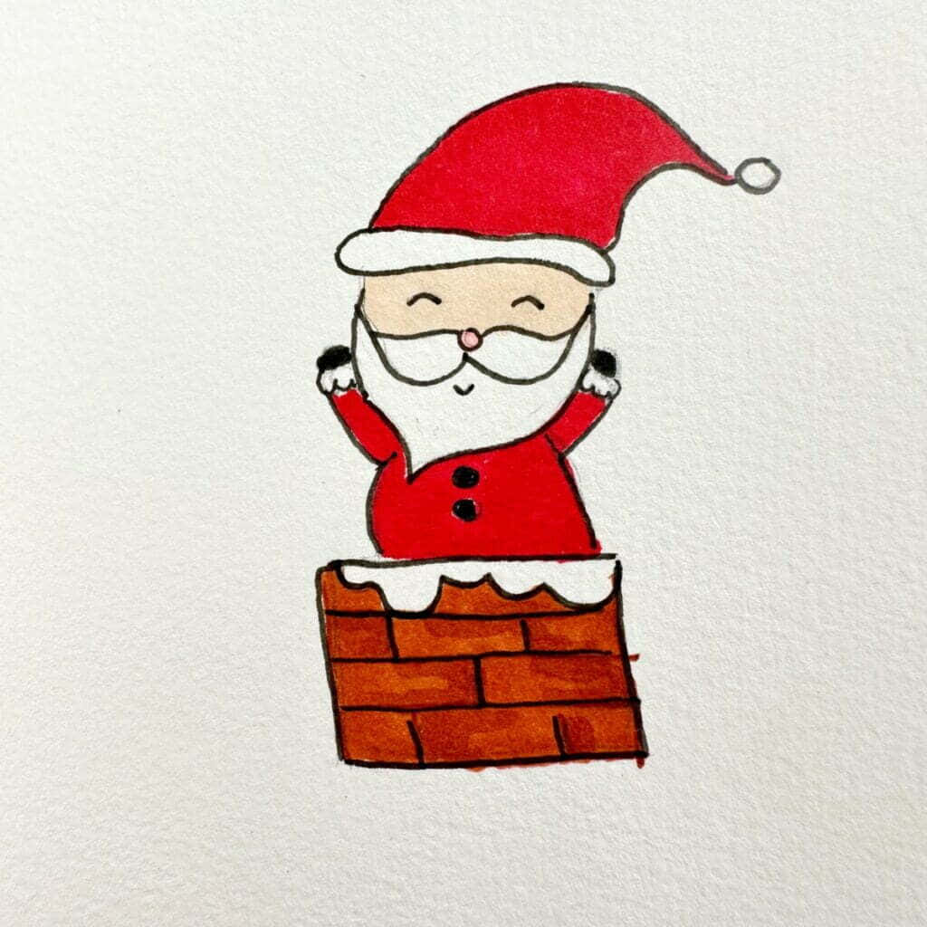 Simple Aesthetic Cute Christmas Santa On A Chimney Wallpaper