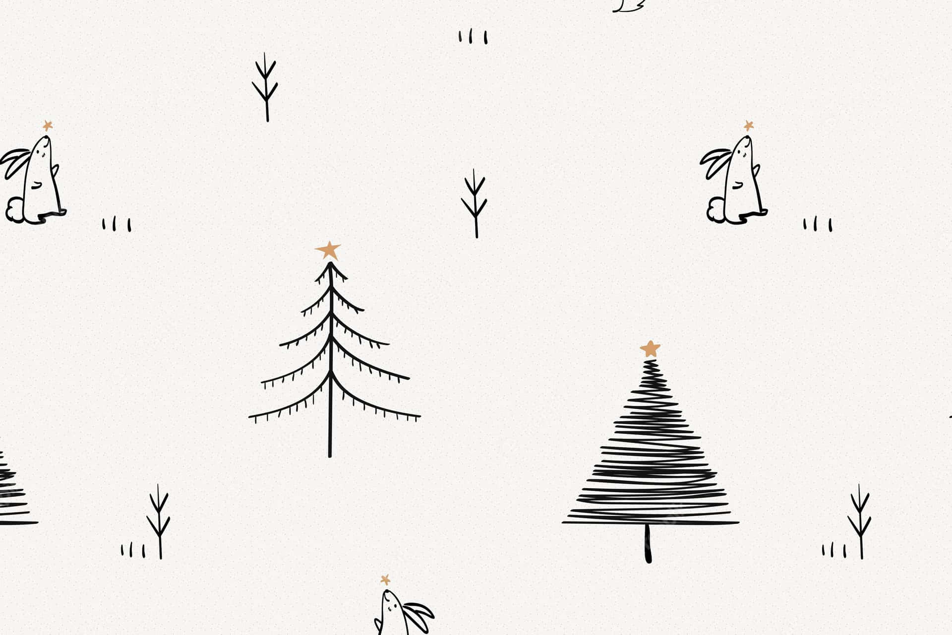 Simple Aesthetic Cute Christmas Trees Drawn With Lines Wallpaper