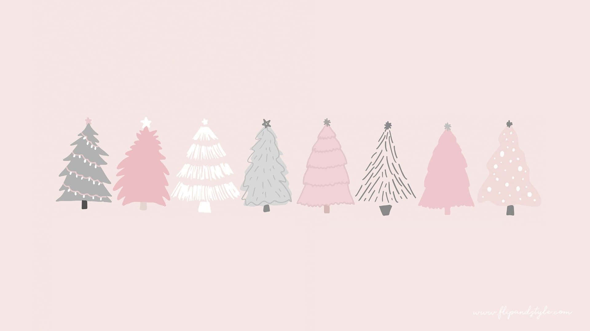 Simple Aesthetic Cute Christmas Trees In Soft Colors Wallpaper