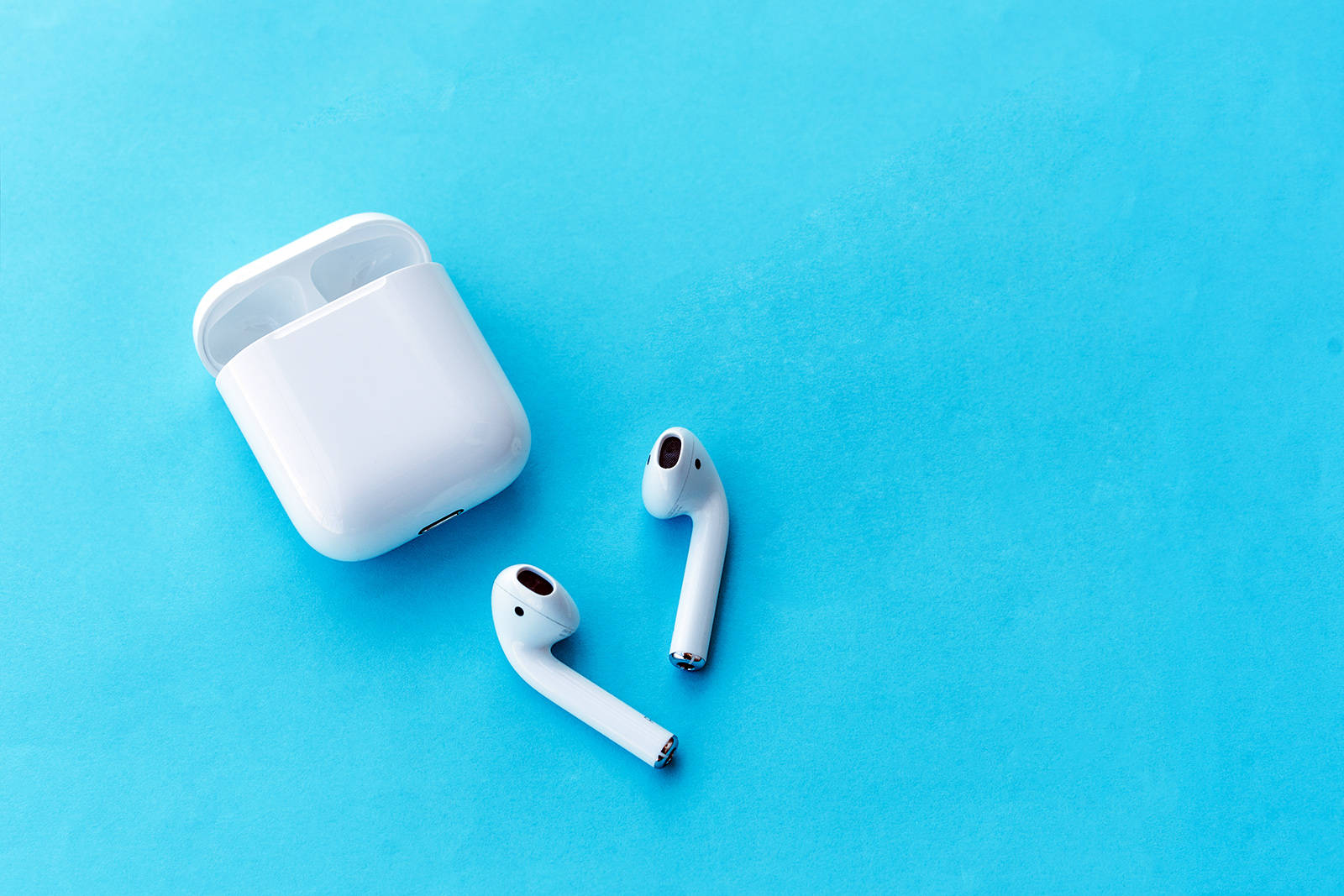 Simple AirPods In Blue Wallpaper