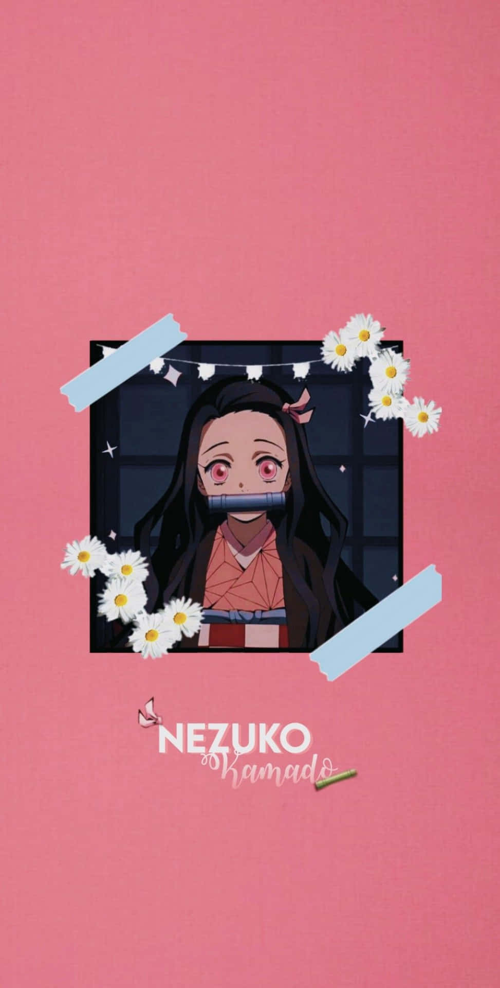 Simple And Cute Nezuko Kamado Illustration Wallpaper