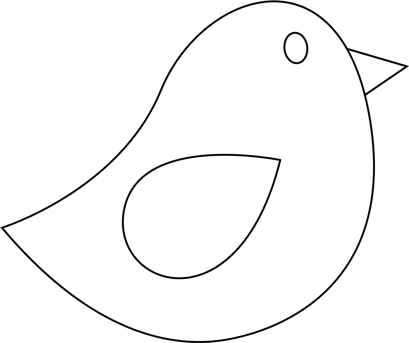 Simple Bird Line Drawing PNG