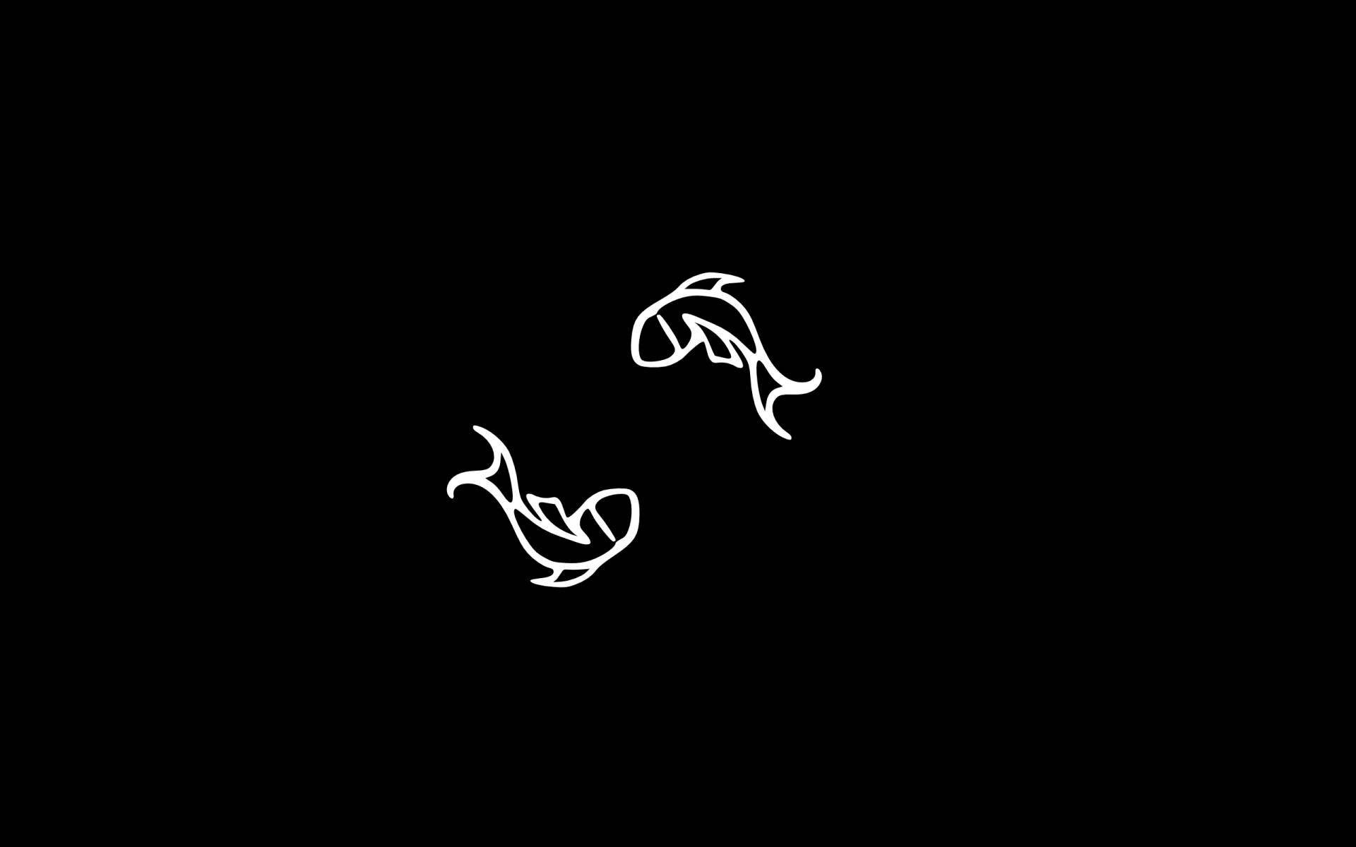 Simple Black And White Pisces Fish Wallpaper