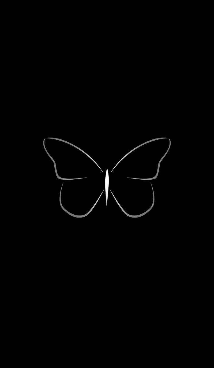 Download Simple Black Butterfly With White Outline Wallpaper |  