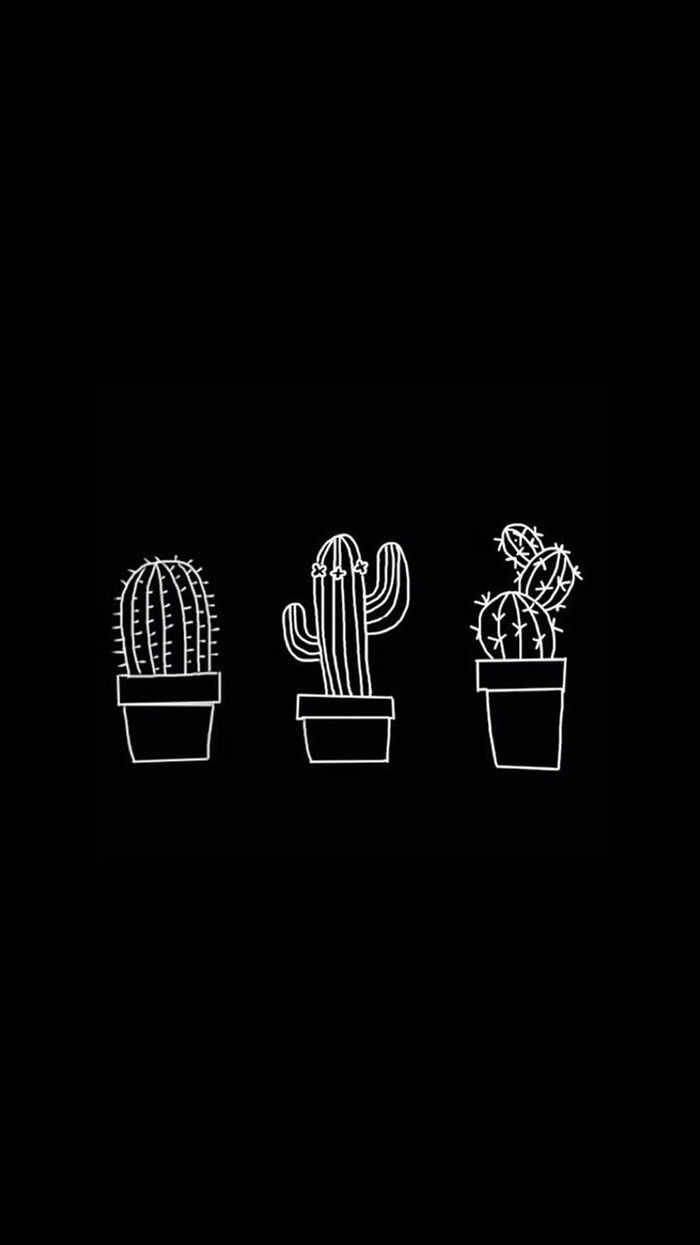 Simple Black Cactus Drawings