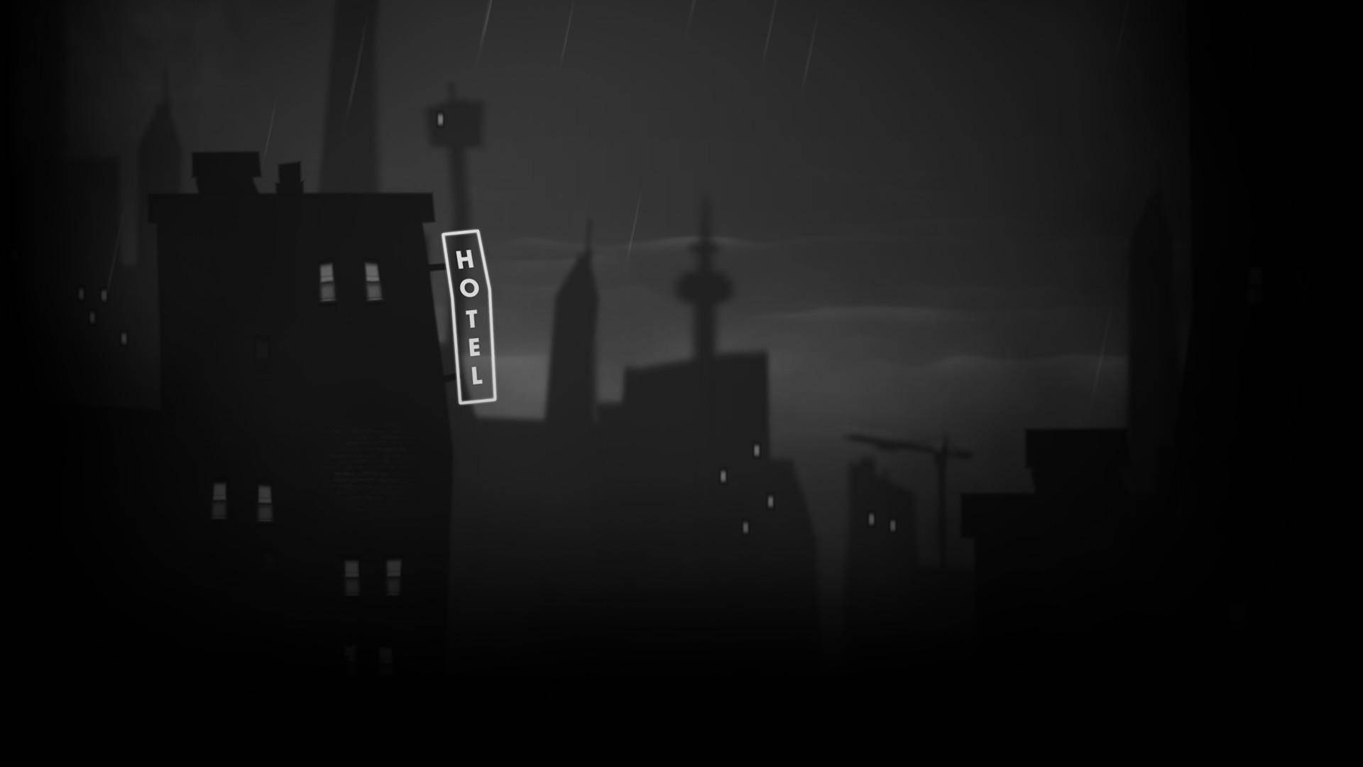 Simple Black City With Hotel Sign