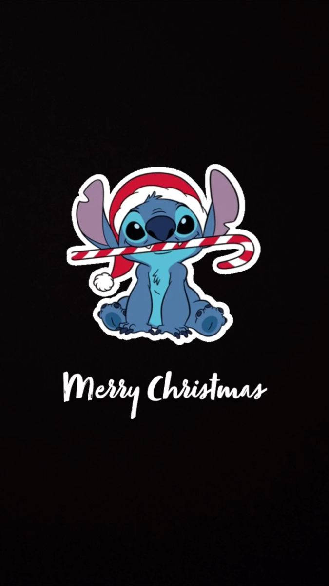 Simple Black Merry Christmas Stitch Wallpaper