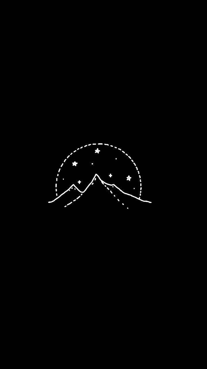 Simple Black Mountain And Stars Wallpaper