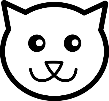 Simple Blackand White Cat Icon PNG