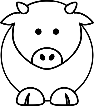 Simple Blackand White Cow Icon PNG