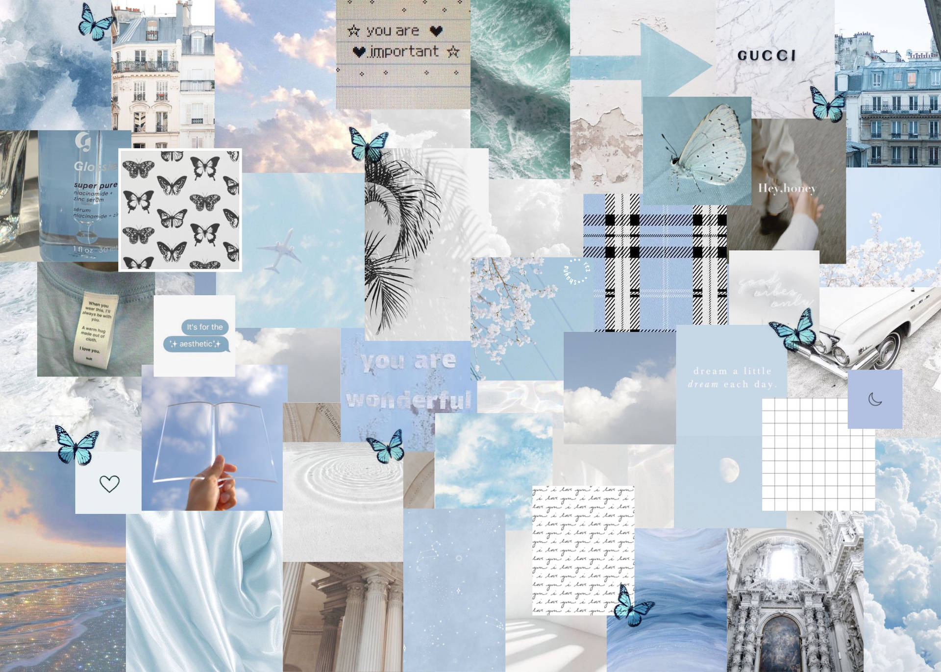 Download Simple Blue Aesthetic Collage Desktop Wallpaper | Wallpapers.com