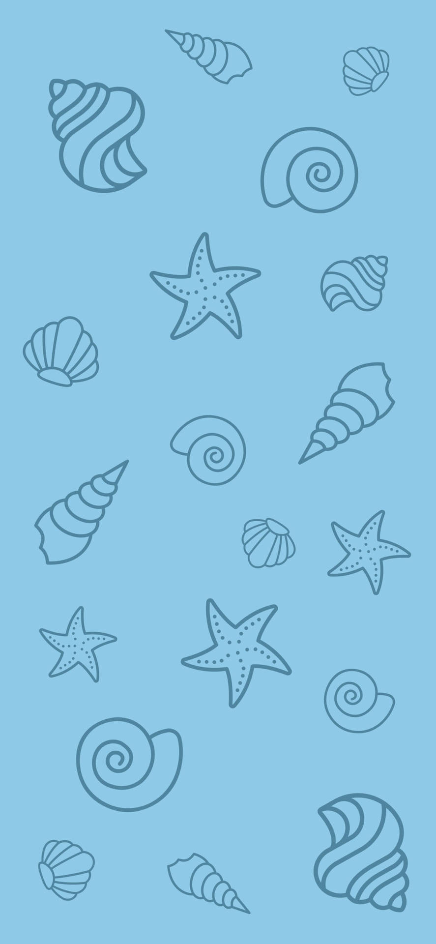 Simple Blue Aesthetic Seashells Wallpaper