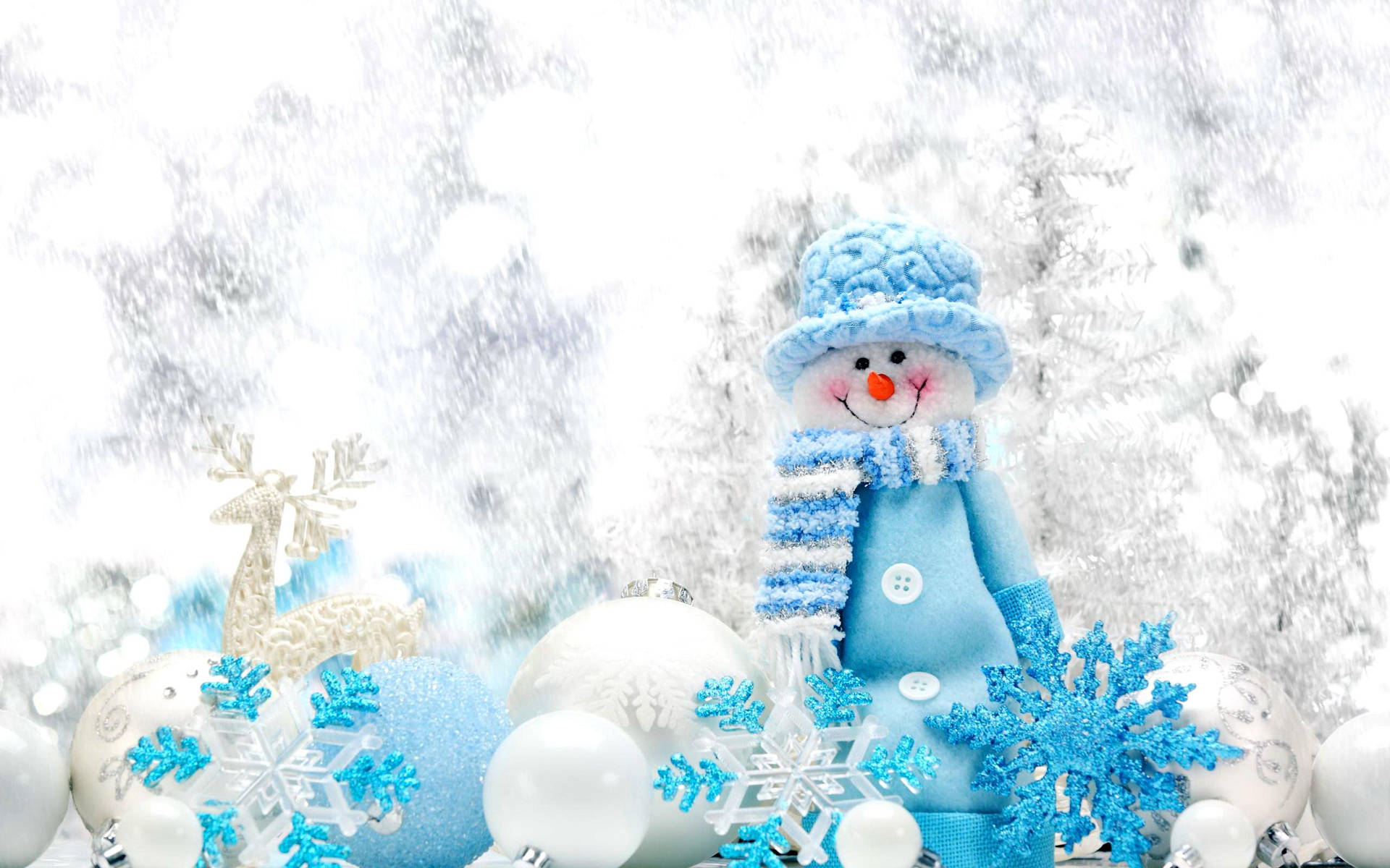 Simple Blue Snowman Wallpaper