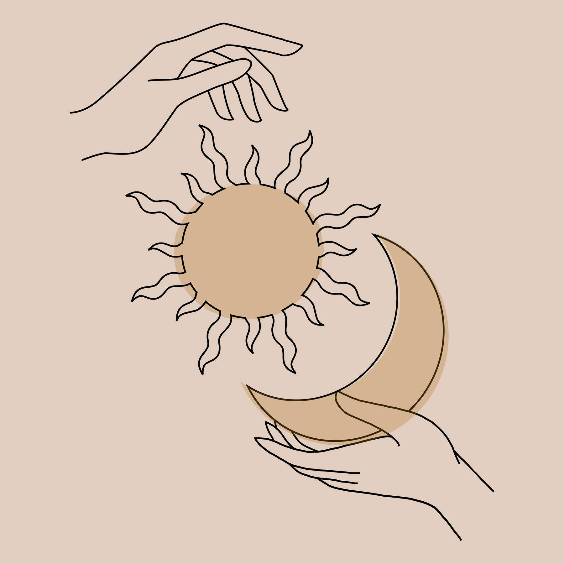 Simple Boho Sun And Moon Wallpaper