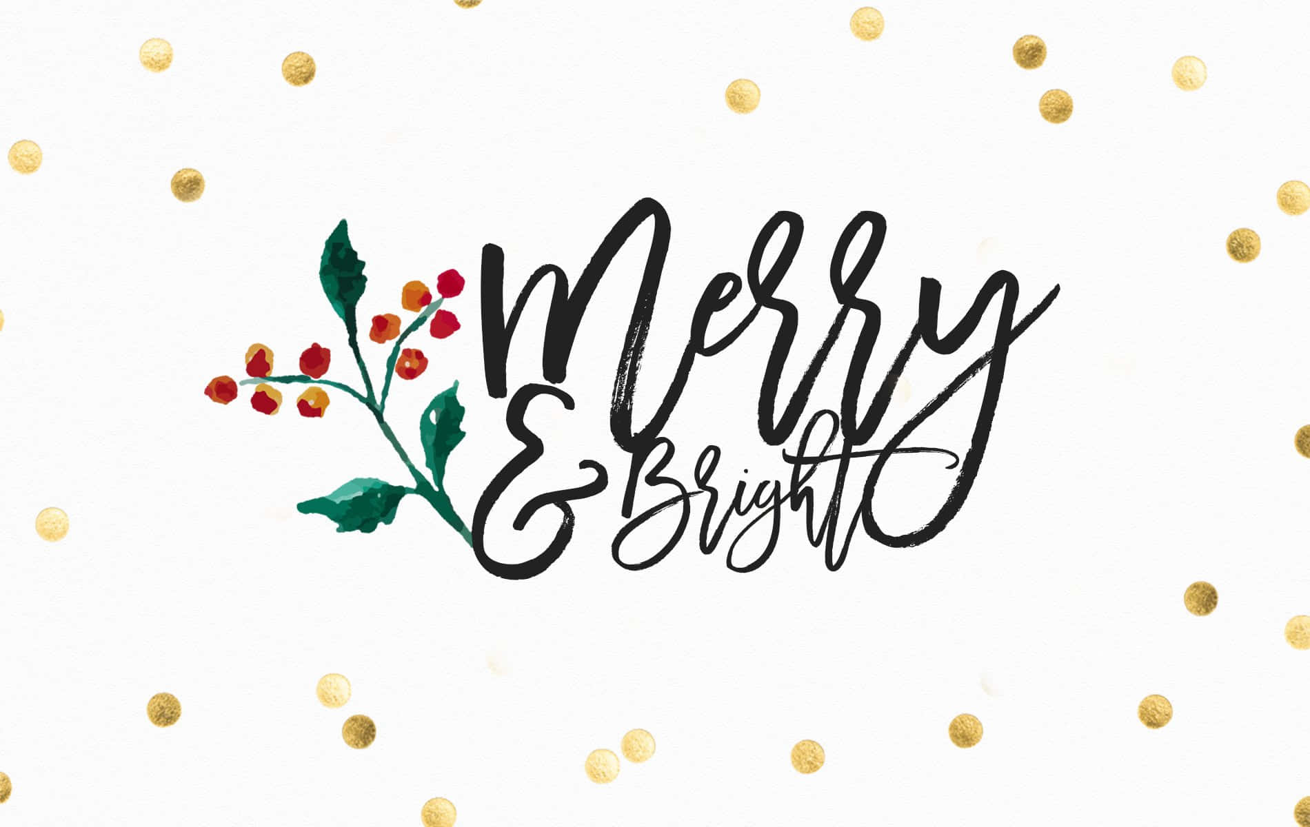 Merry Christmas Lettering With Gold Dots