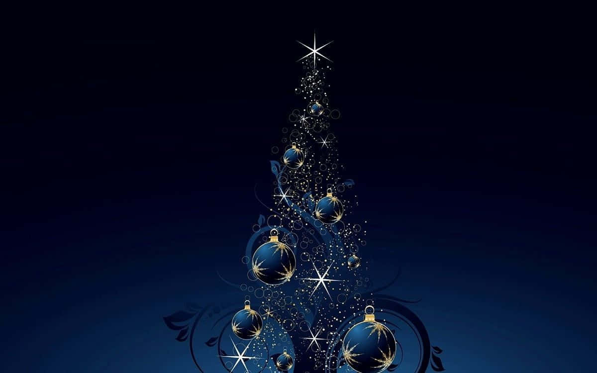 Simple Indigo Christmas Tree Balls IPad Wallpaper