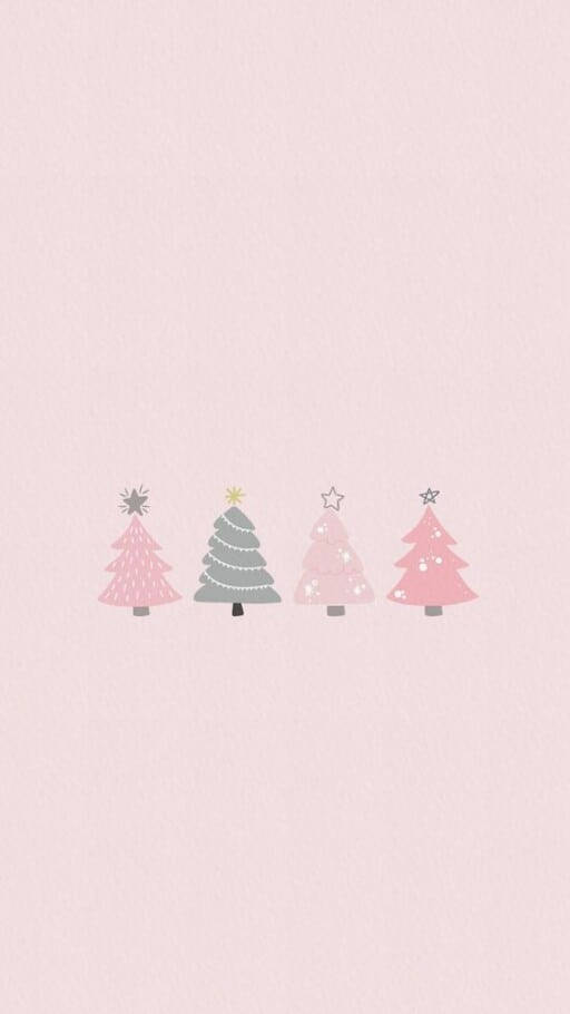 Simple Christmas Pastel Trees Wallpaper