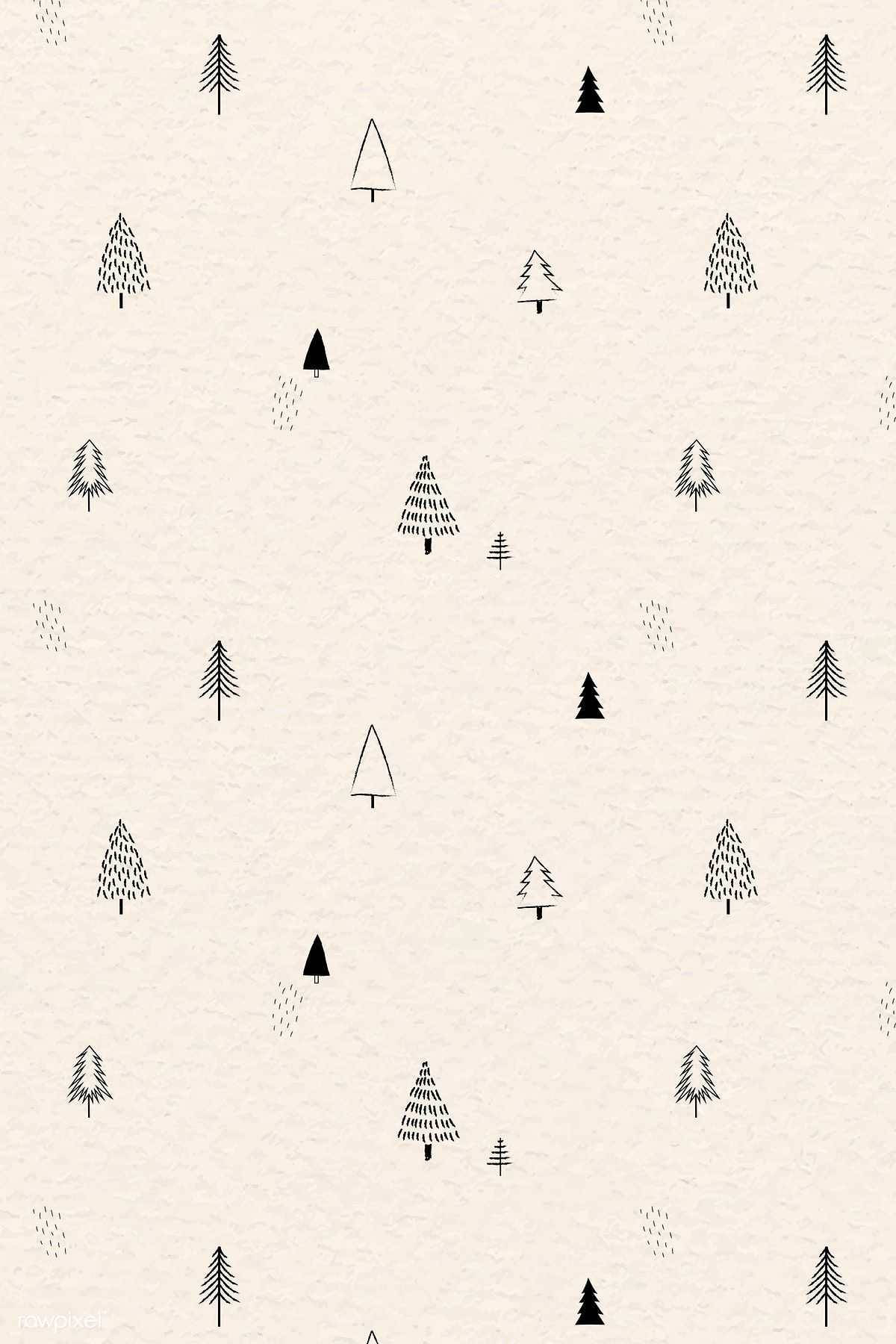 Simple Christmas Trees Doodle Wallpaper