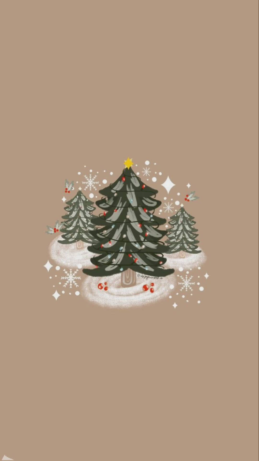 Simple Christmas Trees Glitters Wallpaper
